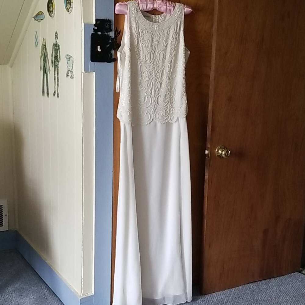 Maxi dress, cream color, could be a wedding dress